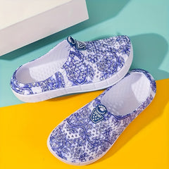 Women's Floral Pattern Breathable Hole Shoes Lightweight