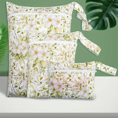 3pcs Floral Wet Bags Set Portable Diaper Travel Organizer Zipper Closure