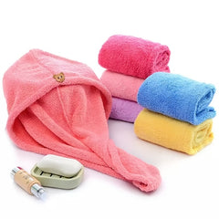 Soft Coral Fleece Hair Drying Towel Cap Easy Absorbent