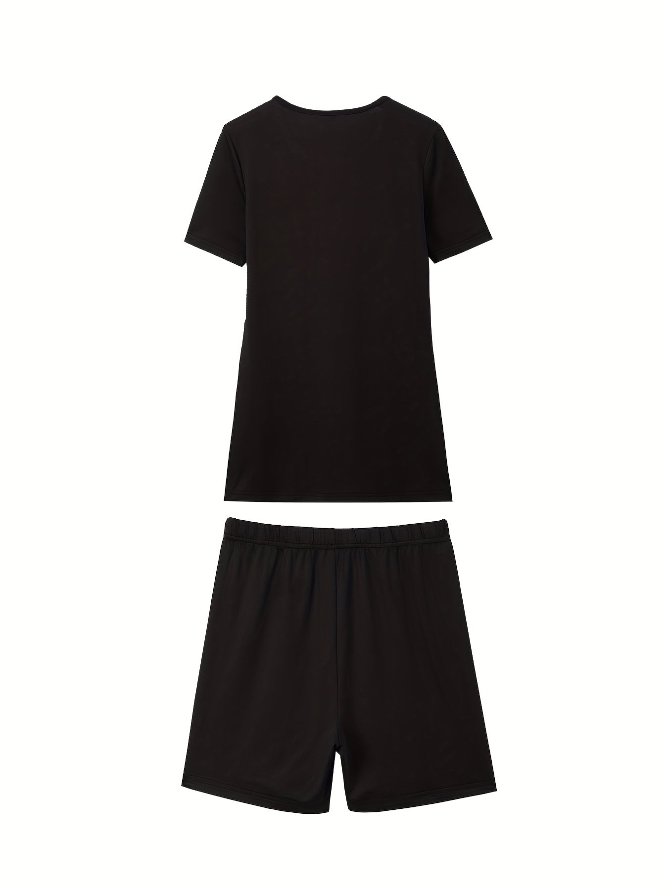Character Print Casual Two Piece Set T shirt & Slim Shorts Women's Clothing