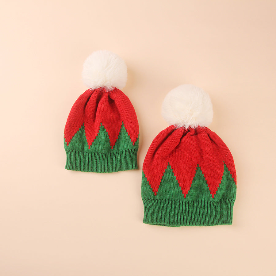 2pcs Christmas Tree Knitted Wool Hat Set