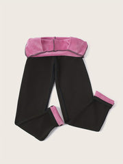 Plush Lined Thermal Pants Soft & Comfy Slim Elastic Tights