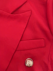 Women's Plus Solid Double Breast Button Long Sleeve Casual Blazer
