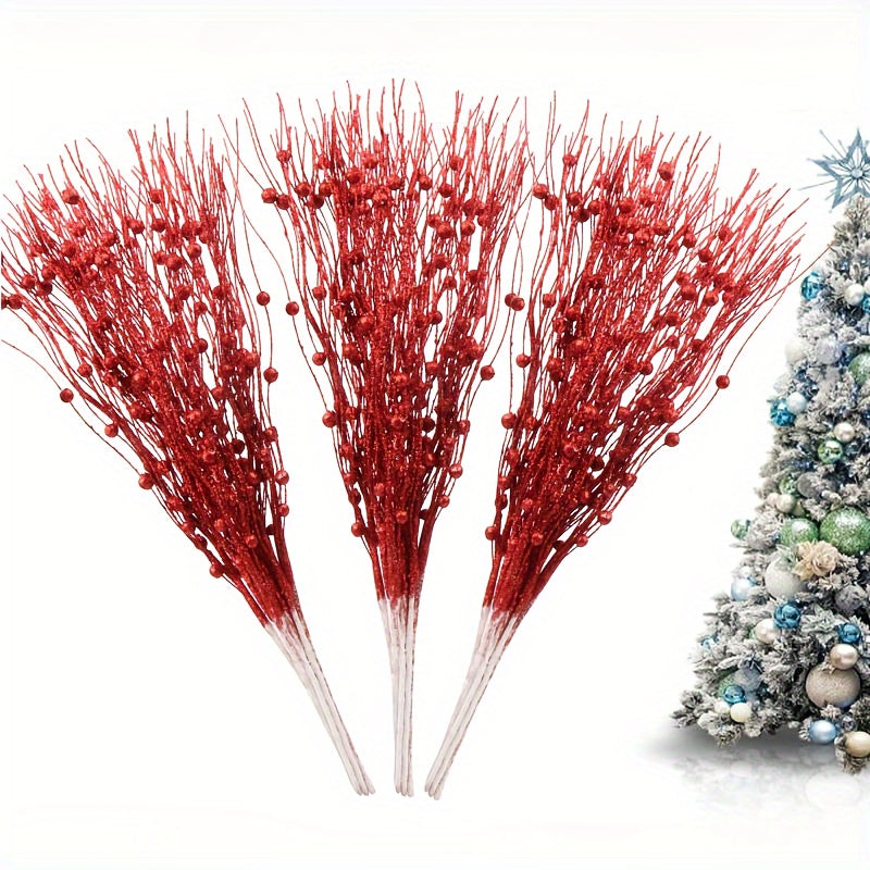 10pcs Glitter Berry Stems Halloween Christmas Decor