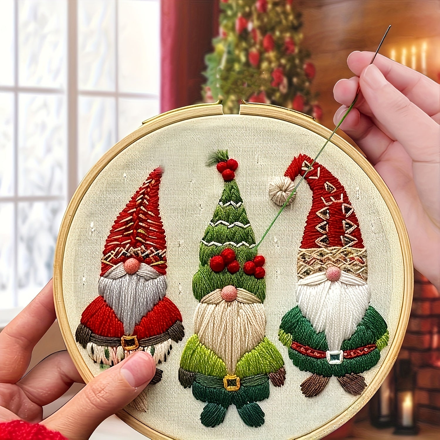 Christmas Embroidery Kit for Adults and Beginners - Seasonal Decoration DIY Set