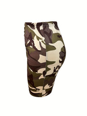 Camo Print Ruched Skinny Leggings High Waist Casual Leggings