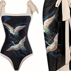 Retro Tankini Set Women's Painting Print One Piece S