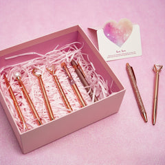 Rose Gold Ballpoint Pens with Quicksand Glitter Diamondoid
