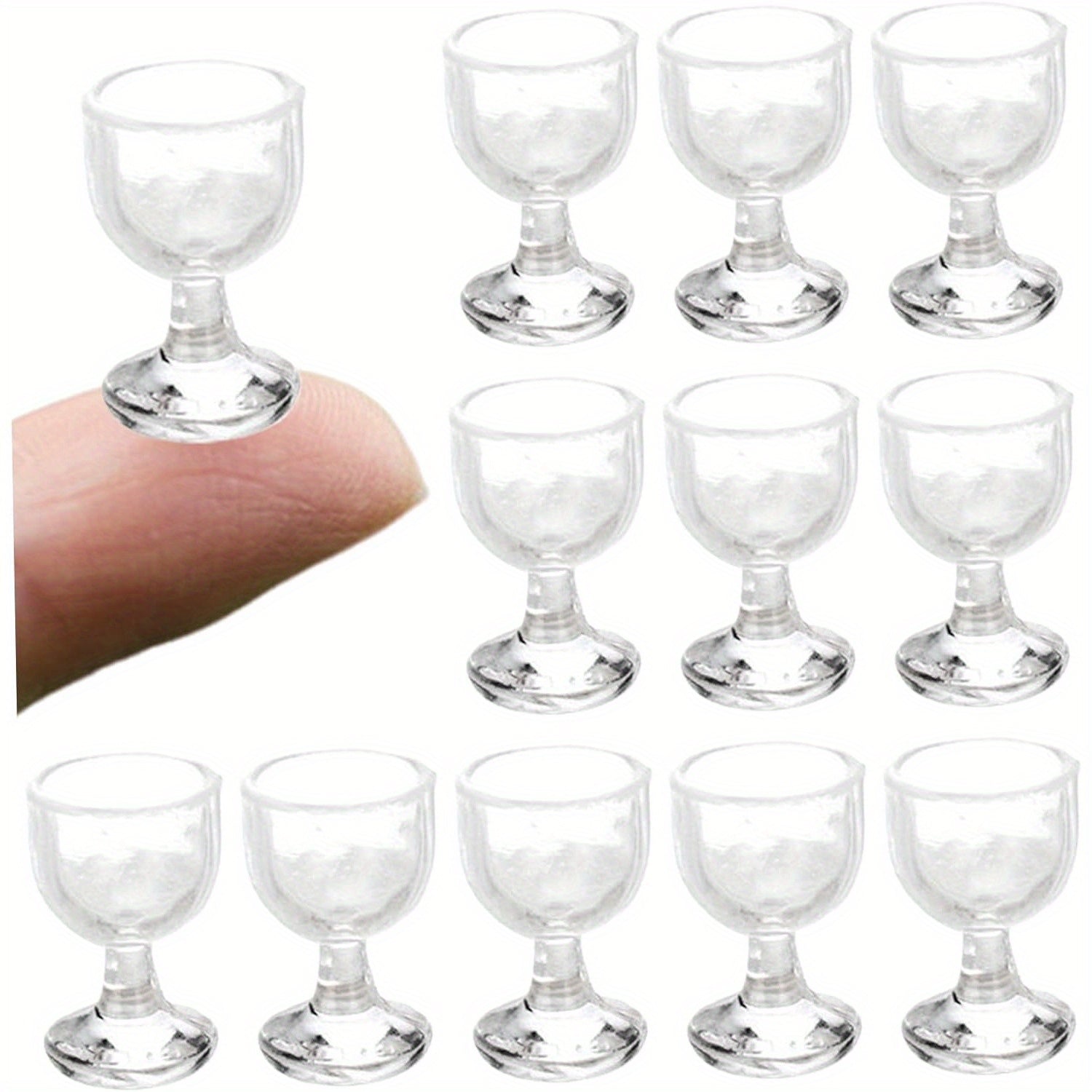 50pcs Mini Tall Cups 21x14mm Red Wine Glass Model Crafts Dollhouse Party Favors