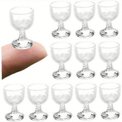 50pcs Mini Tall Cups 21x14mm Red Wine Glass Model Crafts Dollhouse Party Favors