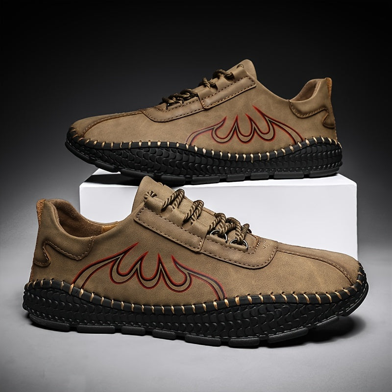 Men's Flame Pattern Hiking Shoes Outdoor Non Slip Sneakers