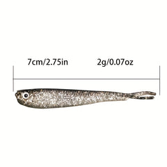 10pcs 2g 3D Eye Forked Tail Bionic Fishing Lure Soft Wobbler Bai
