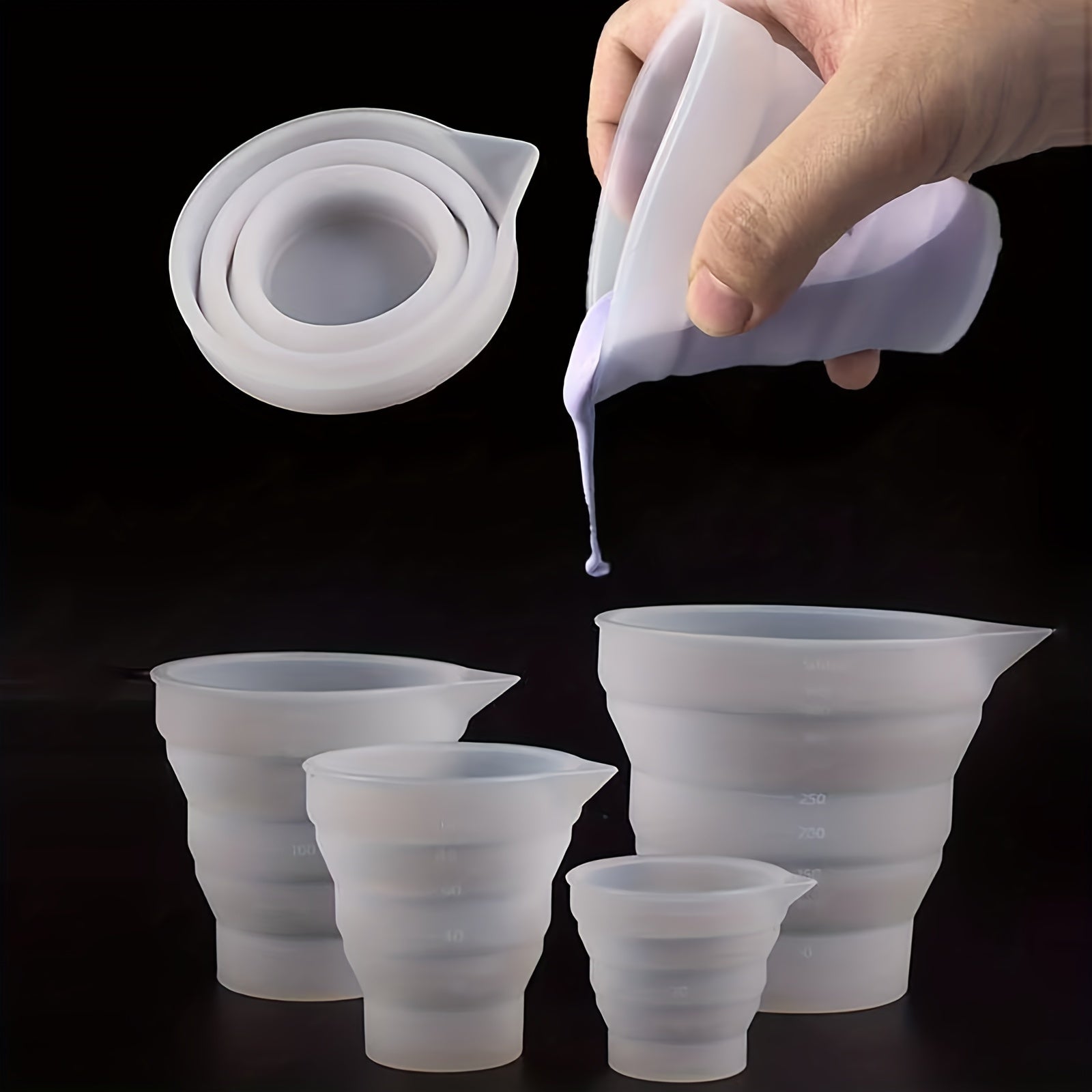 Folding Silicone Measuring Cup Resin Cup Dispenser Reusable Silicone Mixing
