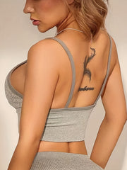 Seamless Backless Sporty Bralette Workout Cami Crop Top