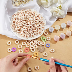 50pcs 15mm Round Wooden Charm Donut Circle Linking Rings Pendant Blank