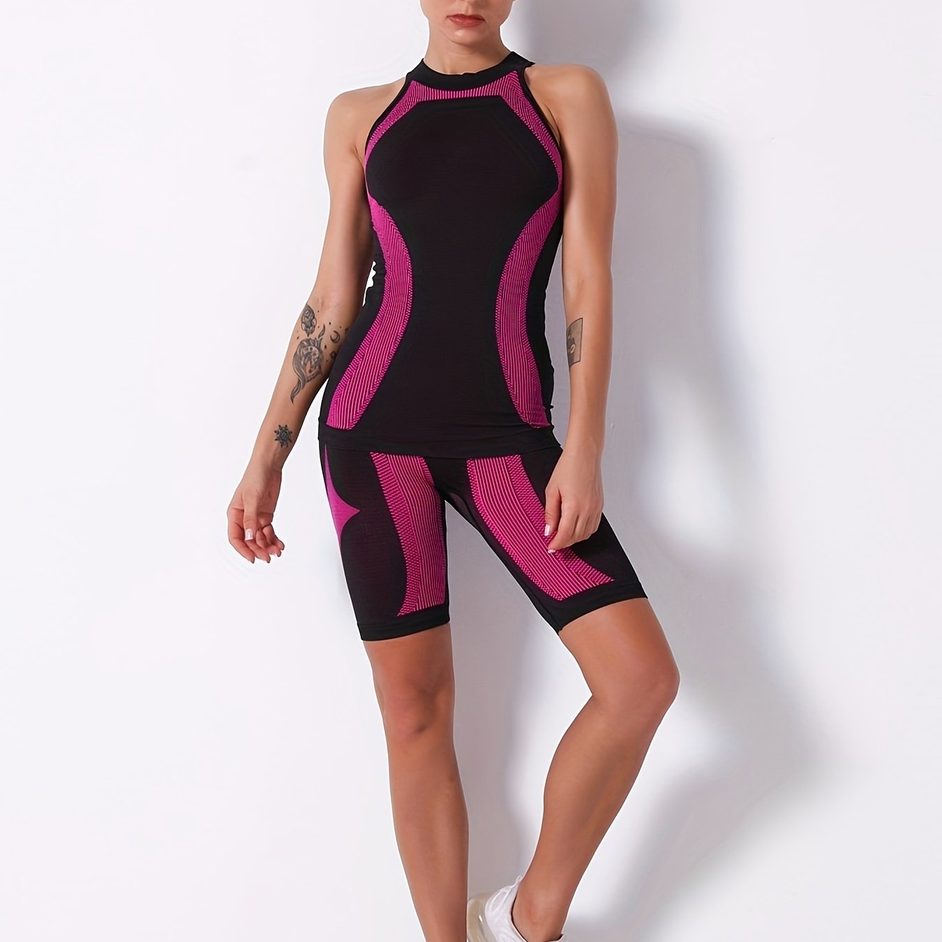 Seamless Yoga Set Sleeveless Top & Shorts Sport Suit Women's Activewear