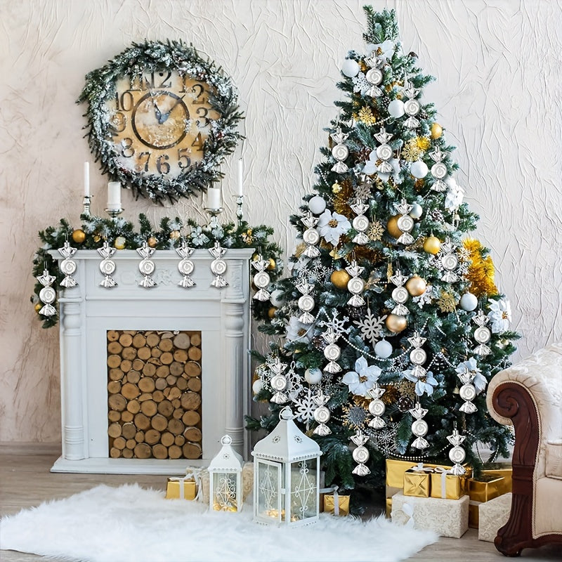 6pcs Silvery Plating Candy Hanging Ornament Christmas Party Decoration