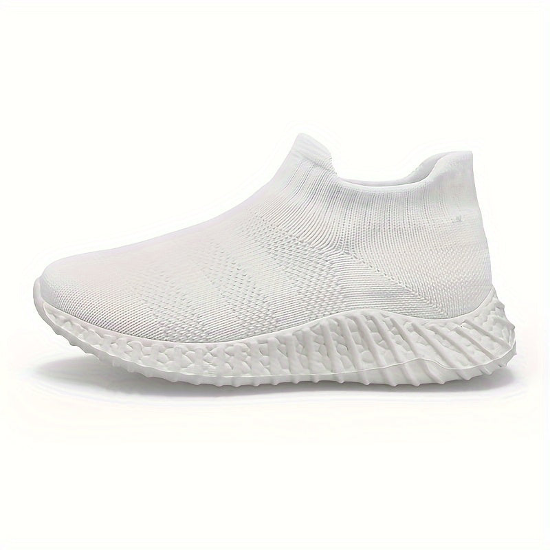 Girl's Solid Woven Knit Slip On Sock Shoes Breathable Soft Sole Sneakers