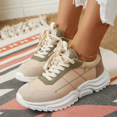 Women's Platform Lace Up Sneakers Low Top Outdoor Shoes