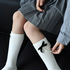 Girls Kids Pearl Textured Socks