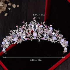 Pink Tiara Crystal Bridal Crown Wedding Hair Accessories