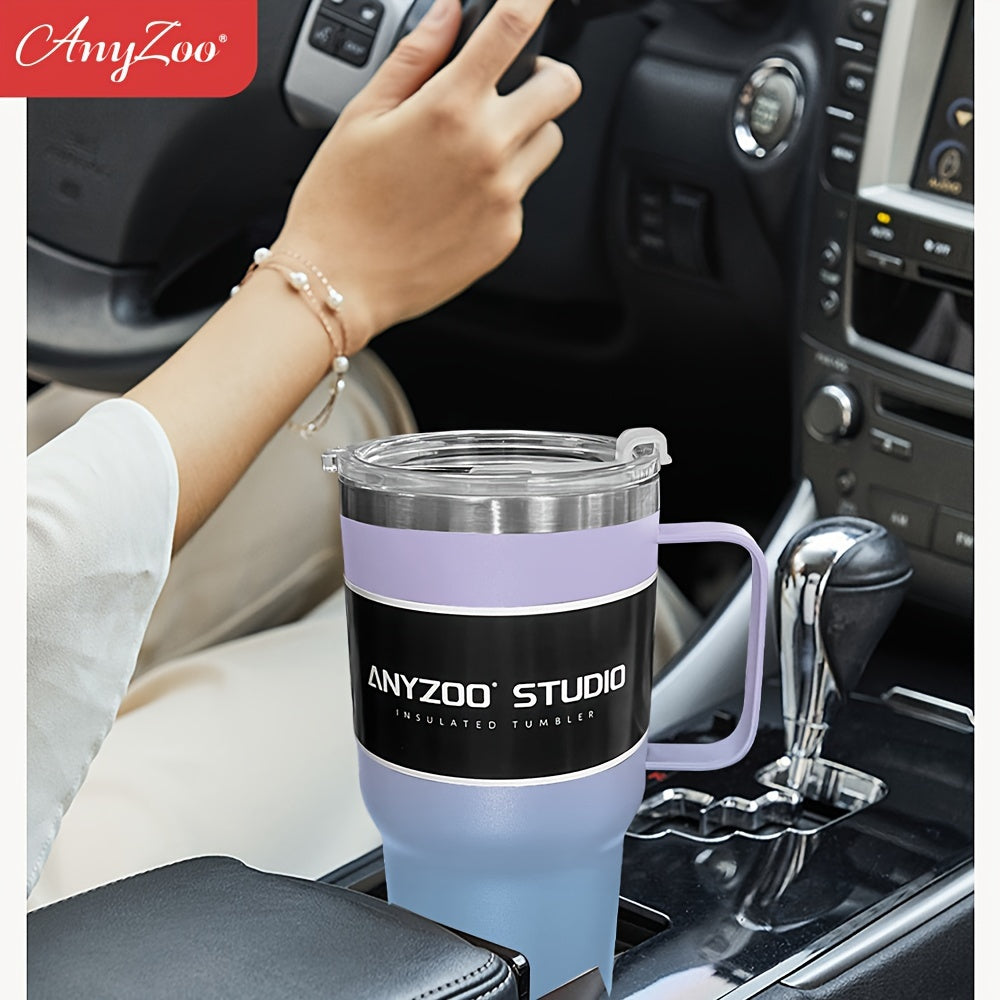 Anyzoo 30oz Water Cup With Lid & Straw Stainless Steel Insulated BPA-Free