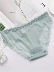 4pcs Lace Trim Bow Tie Briefs Seamless Stretchy Intimates Panties