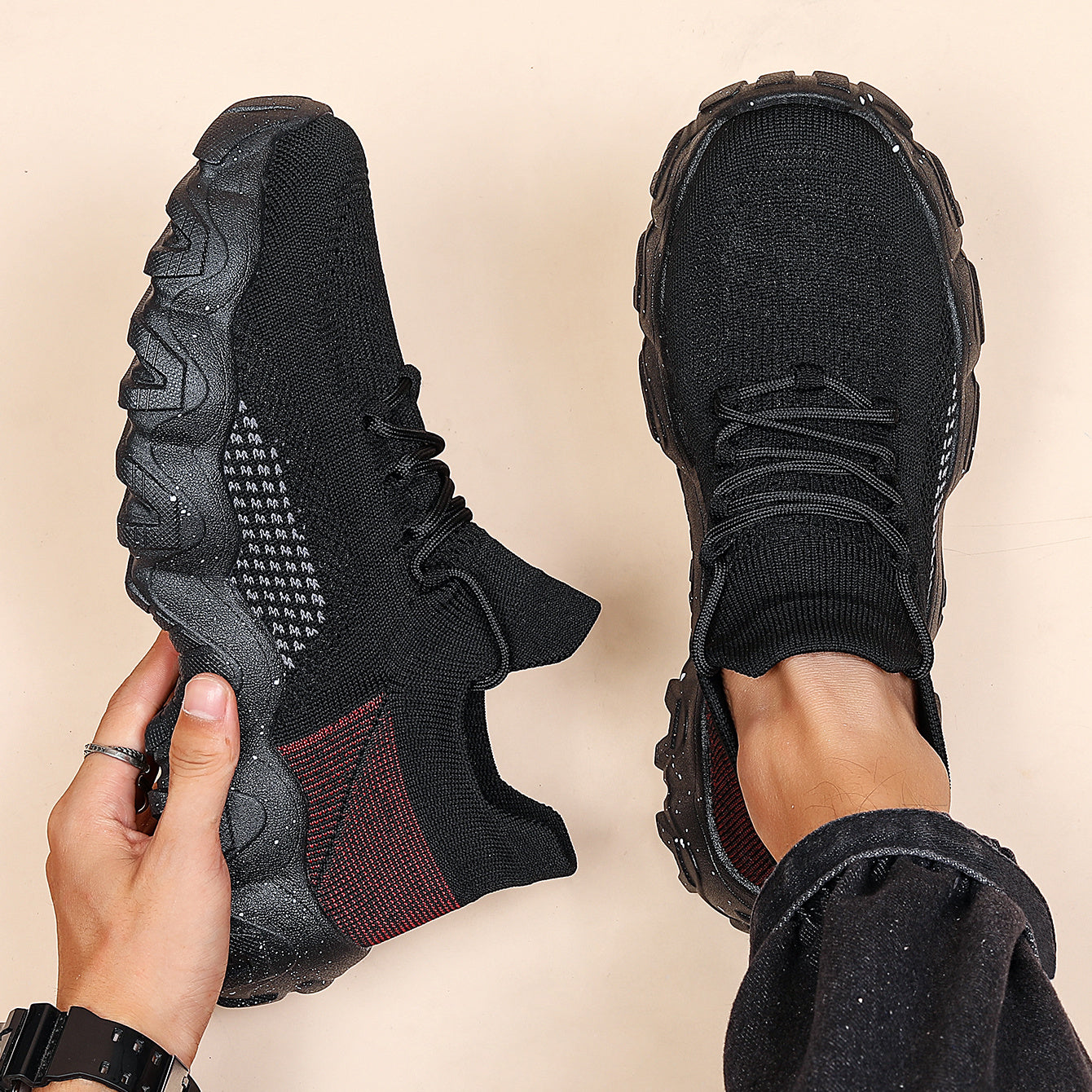 Men's Lightweight Knit Sports Sneakers Non Slip Running Shoes