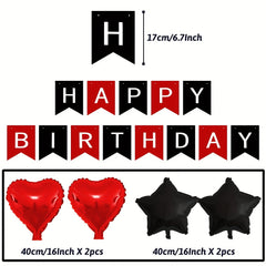 Red Birthday Party Decorations Happy Birthday Banner Balloon
