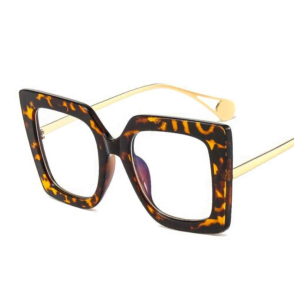 Rectangle Oversized Clear Lens Eyeglasses Light Blocking Glasses