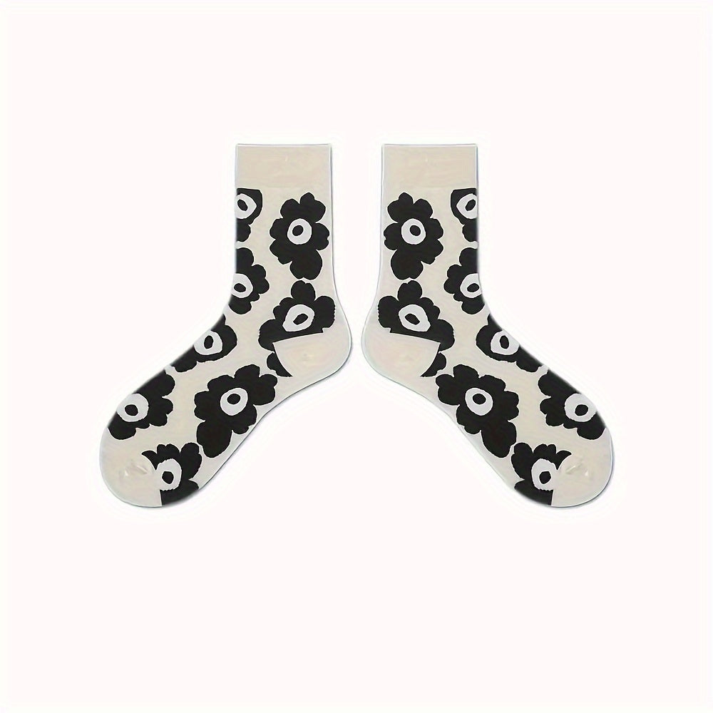 Floral Print Socks Mid Tube Women's Stockings