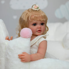 22" Realistic Vinyl Doll with Hand Planted Hair, Waterproof