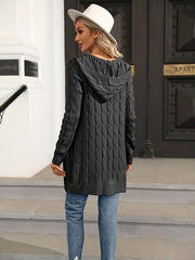 Chunky Knit Hooded Cardigan Vintage Sweater