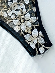 Floral Embroidery Lingerie Set Mesh Bra & Panties