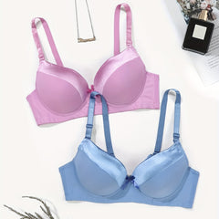 2pcs Solid Push Up Bra Soft & Comfortable Anti sagging Everyday Bra