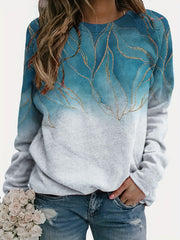 Marble Print Gradient Crew Neck Sweatshirt