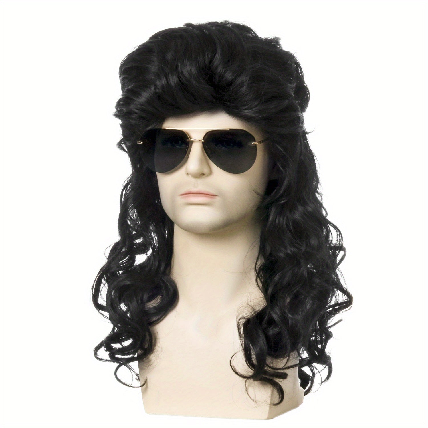 Men's Long Curly Hair Rock Costume Party Halloween Wig
