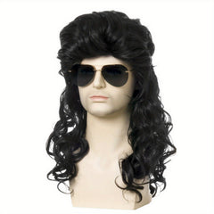 Men's Long Curly Hair Rock Costume Party Halloween Wig