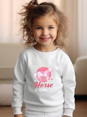 Girls Horse Pattern Crew Neck Sweatshirt For Spring Fall Christmas Gift