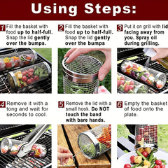 Stainless Steel BBQ Grill Basket with Removable Cover