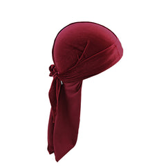 Velvet Durag Breathable Bandana Long Tail Pirate Hat Winter Biker Headwraps