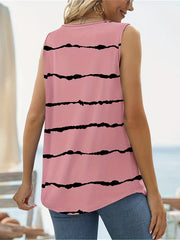 Striped Square Neck Tank Top Sleeveless Summer Casual Women's Clothing