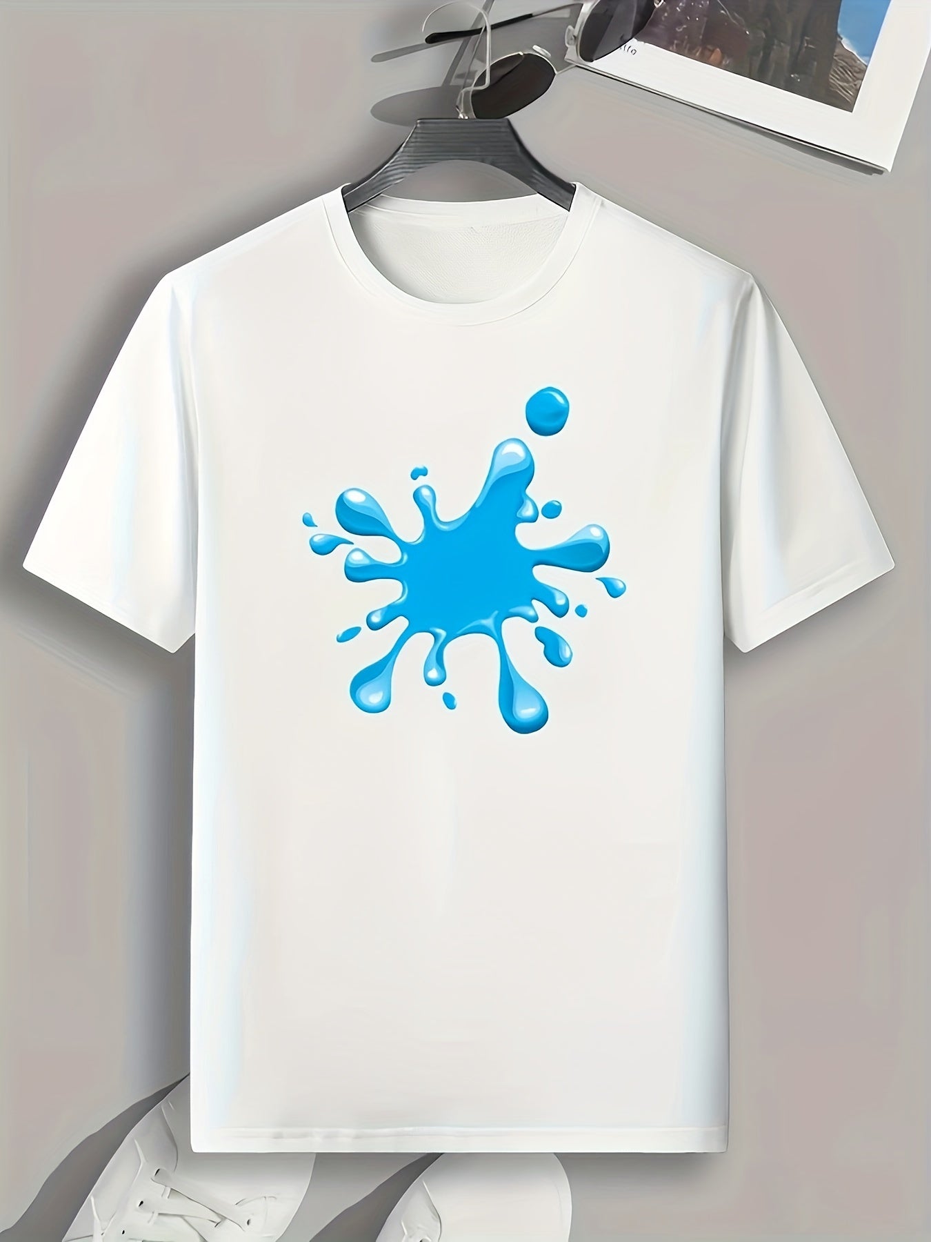 Splash Pattern Print Men's Comfy Sports T Shirt Graphic Tee