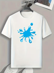 Splash Pattern Print Men's Comfy Sports T Shirt Graphic Tee