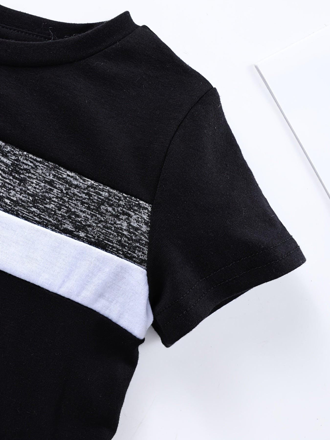 Boy's Block T Shirt & Drawstring Shorts Set for Summer