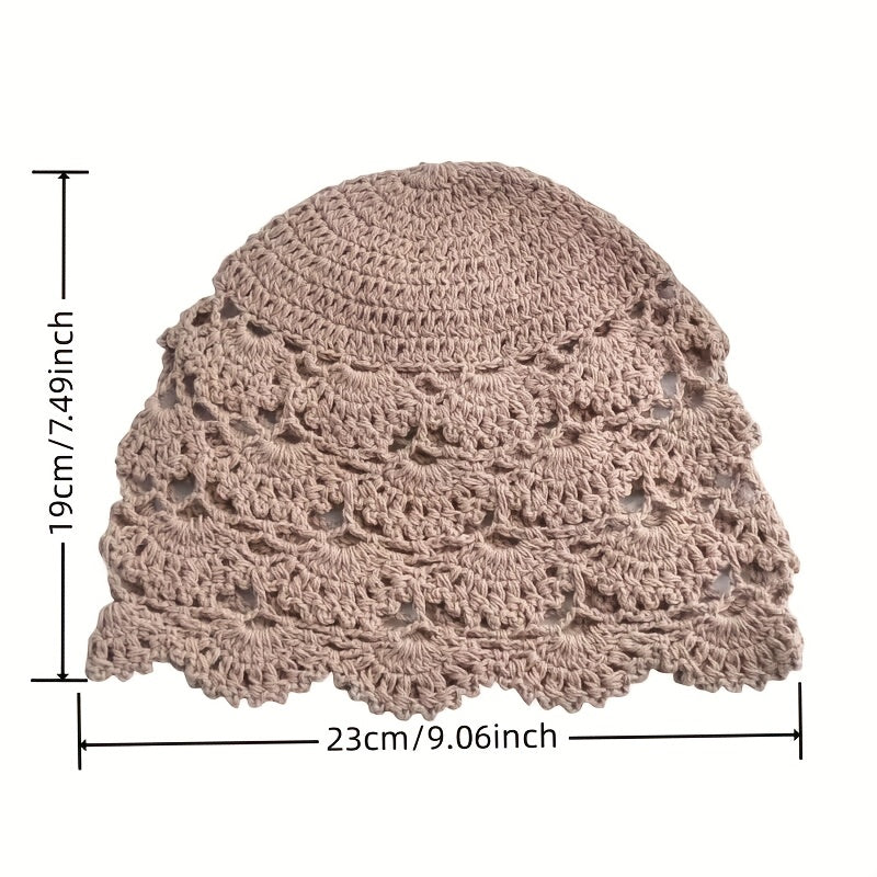 Hollow Out Crochet Beanie Breathable Cloche Hats Lightweight Thin Fisherman Cap