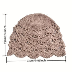 Hollow Out Crochet Beanie Breathable Cloche Hats Lightweight Thin Fisherman Cap