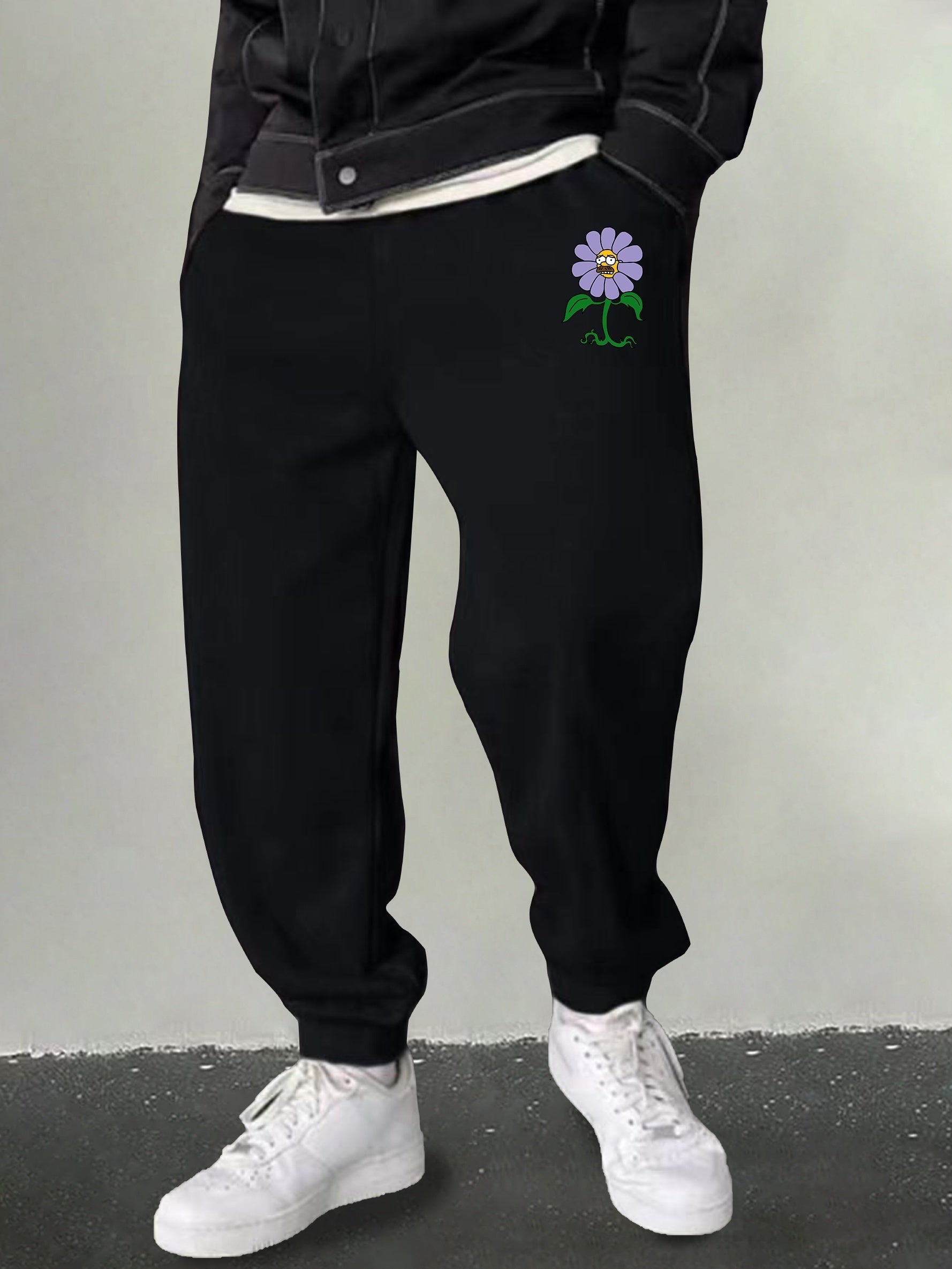 Men's Cartoon Flower Graphic Sweatpants Loose Joggers
