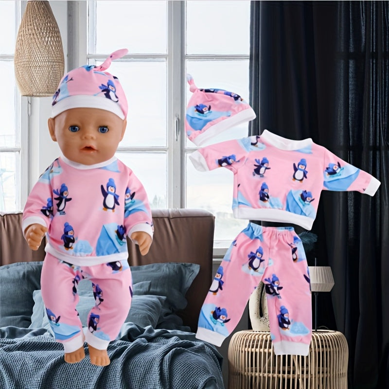3pcs Doll Clothes Set for 18" Dolls, Penguin Whale Starfish Unicorn Patterns