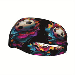 Soccer Ball Headband Unisex Sweat Wicking Stretchy & Breathable Polyester